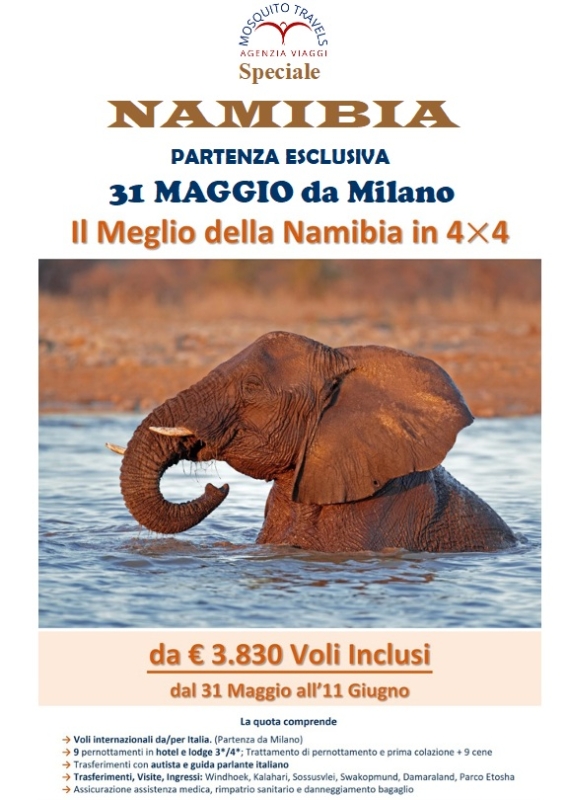 NAMIBIA - PARTENZA ESCLUSIVA 31 MAGGIO!